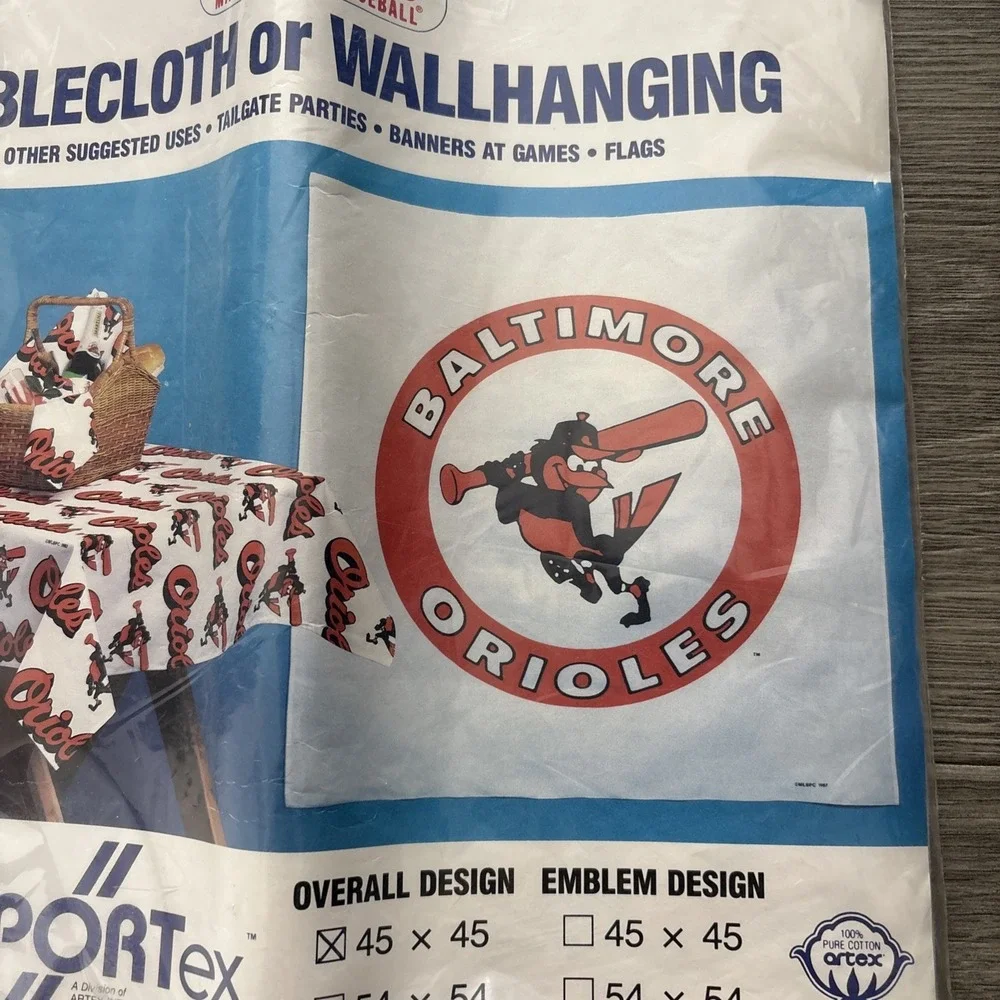 Sportex Tablecloth Or Wall-hanging Baltimore Orioles 45 x 45 100% Cotton NOS